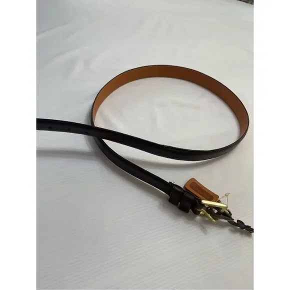 Vtg COACH 7602 Brown Belt Men’s 42 Cowhide Leather Solid Brass Buckle USA NOS - Picture 2 of 11